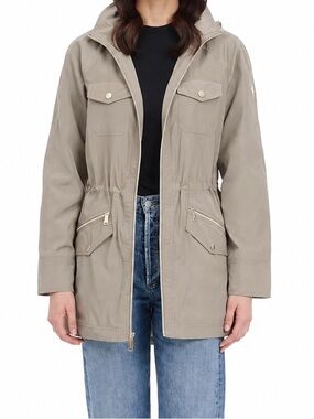 Michael Kors Women's Anorak Rain Jacket Hooded Water-Resistant MK Logo (Size M)
